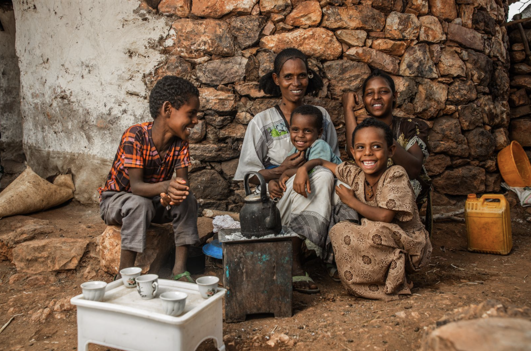 Family with access to clean water